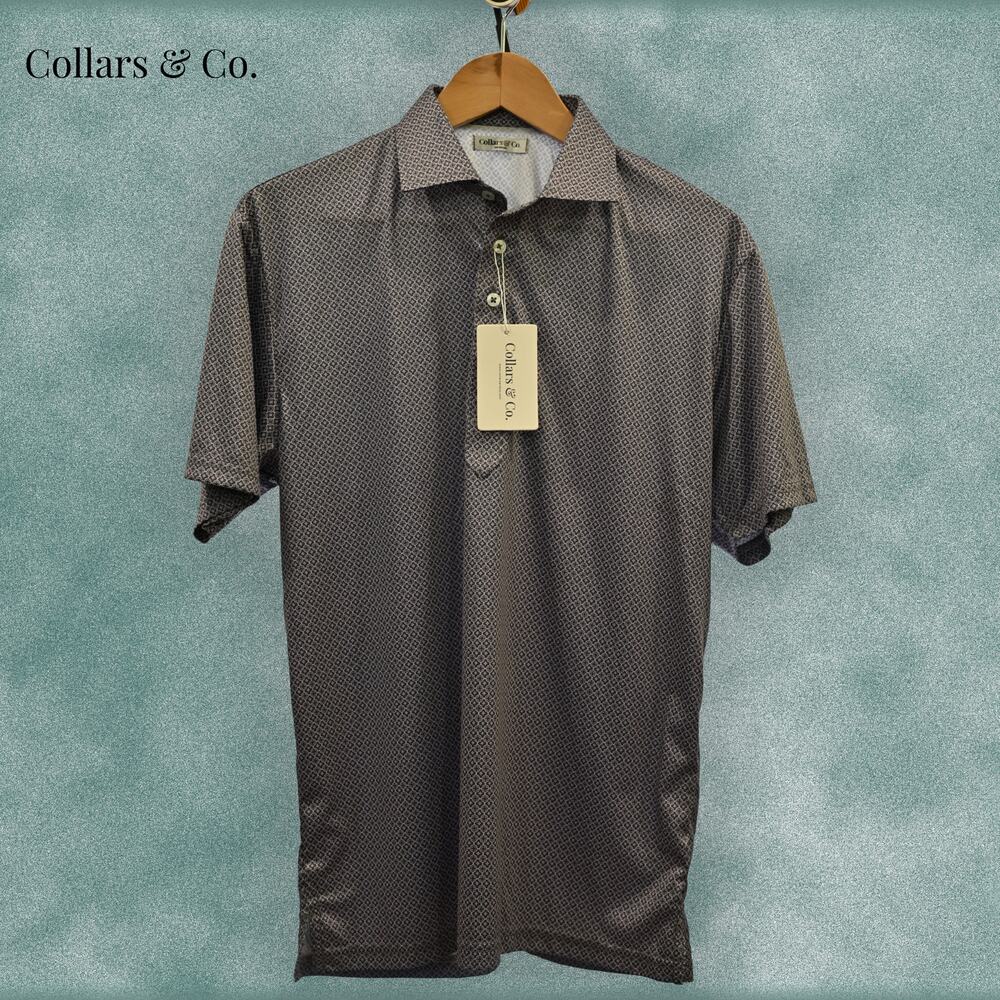 Collars & Co Mens L Charcoal Grey Structured Collar Polo NWT